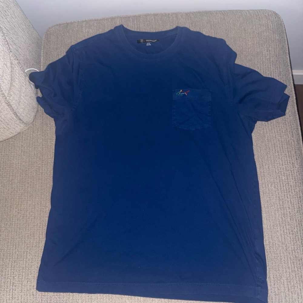 Greg Norman Collection Navy Pocket Tee with Embroidered Shark